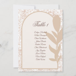 ​Minimalist Tan Botanical Arch Seating Chart Card Einladung