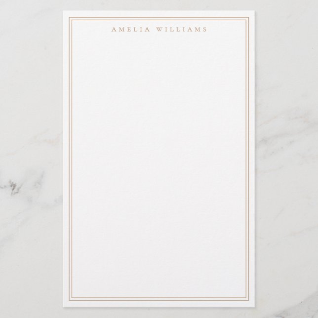 Minimalist Tan Monogram Two Border Briefpapier (Vorderseite)