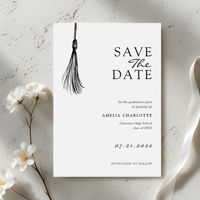Minimalist Tassel Graduation Party Save The Date (Von Creator hochgeladen)