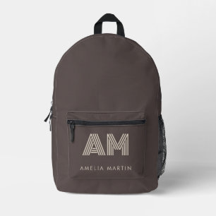 Minimalist Taupe Beige Geometrisches Benutzerdefin Bedruckter Rucksack