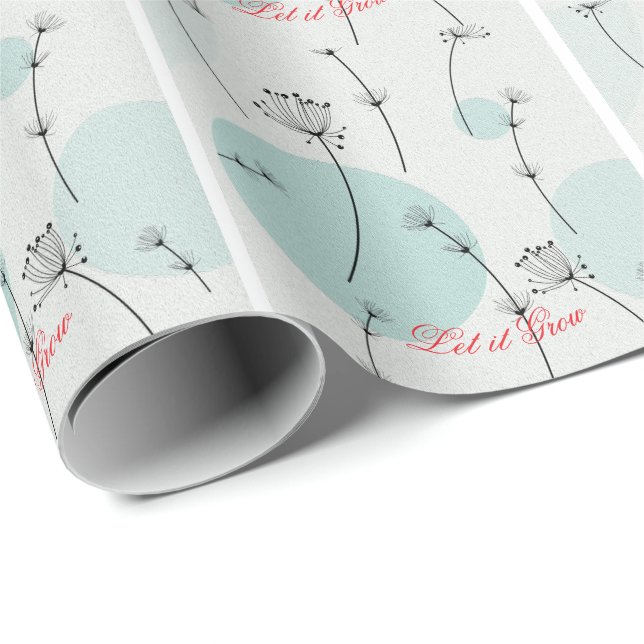  Minimalist Teal Dandelion Seed Wrapping Paper Geschenkpapier (Rolleneckpunkt)