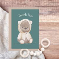 Minimalist Teddy Bear Baby Shower Thank You