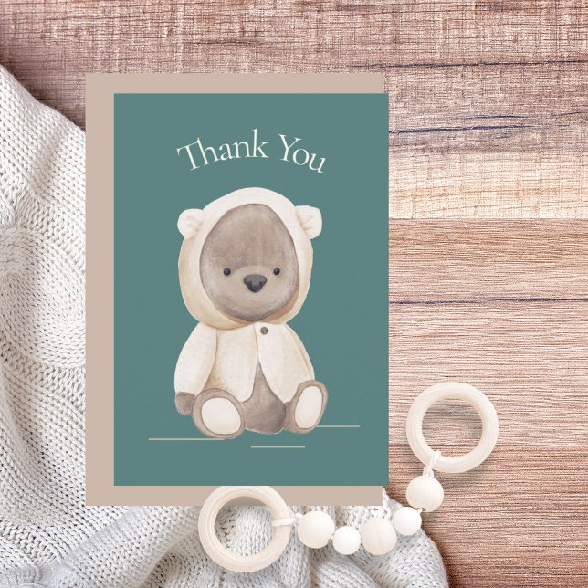 Minimalist Teddy Bear Baby Shower Thank You  Dankeskarte (Von Creator hochgeladen)