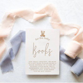 Minimalist Teddy Bear Books Request Baby Shower Begleitkarte