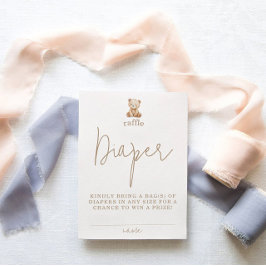 Minimalist Teddy Bear Diaper Raffle Baby Shower Begleitkarte