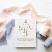Minimalist Teddy Bear Diaper Raffle Baby Shower