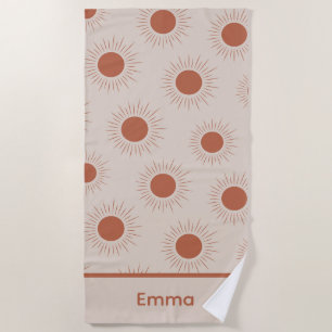 Minimalist Terrakotta Abstract Boho Sonne individu Strandtuch