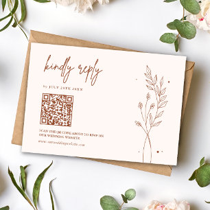 Minimalist Terrakotta Burnt Orange Boho Hochzeit RSVP Karte