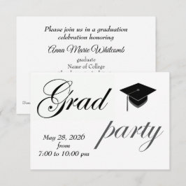 Minimalist Text College Graduation Party  Einladung