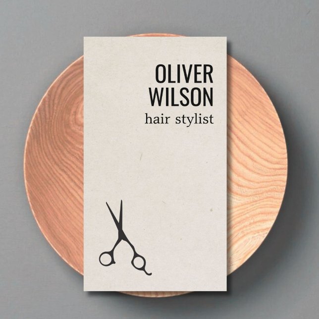 Minimalist Texture Beige Black Bold Hair Salon Visitenkarte (Von Creator hochgeladen)