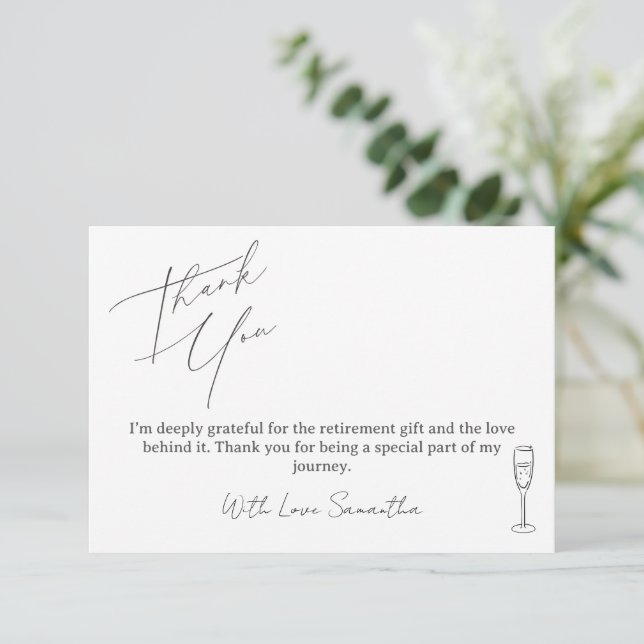 Minimalist Thank You Card For Retirement Gifts (Stehend Vorderseite)