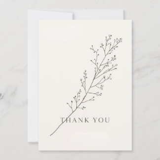 Minimalist Thank-You Card with Line Art Floral Einladung