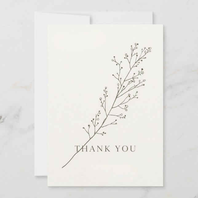 Minimalist Thank-You Card with Line Art Floral  Einladung (Vorderseite)