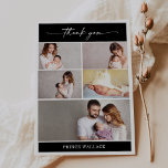 Minimalist Thank You Photo Baby Announcement Card Einladung<br><div class="desc">Welcome your precious miracle in style with this minimalist thank you photo baby announcement card. The design features black rectangular boxes bordered with muted gray to highlight the "thank you" header in calligraphy, your newborn baby's name and birthdate. Whether you’re welcoming a baby girl or baby boy, this design offers...</div>