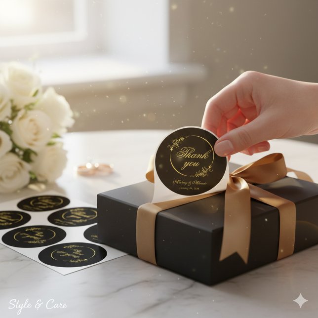 Minimalist Thank You Round Sticker with Refined De (Minimalist Thank You Round Sticker with Refined Details)