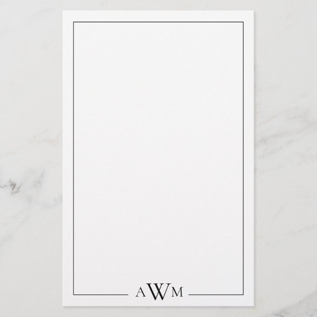 Minimalist Three Letter Monogram Briefpapier (Vorderseite)