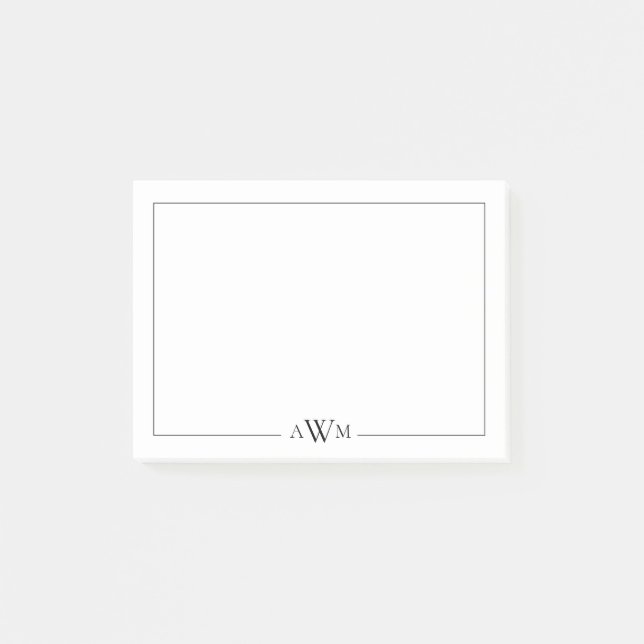 Minimalist Three Letter Monogram Post-it Klebezettel (Vorderseite)