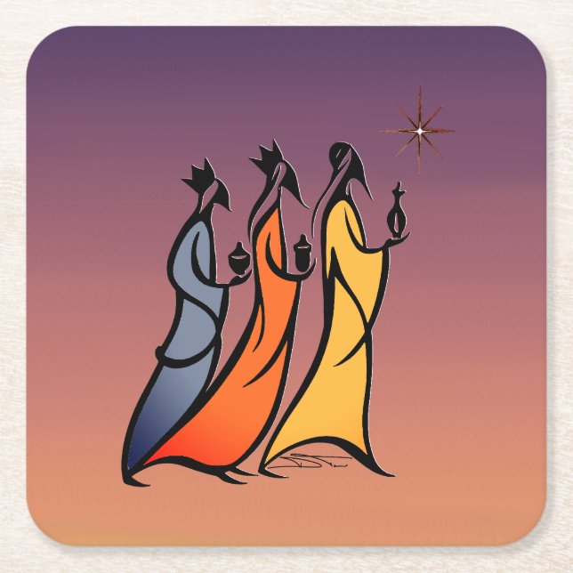 Minimalist Three Wise Men Rechteckiger Pappuntersetzer (Vorderseite)