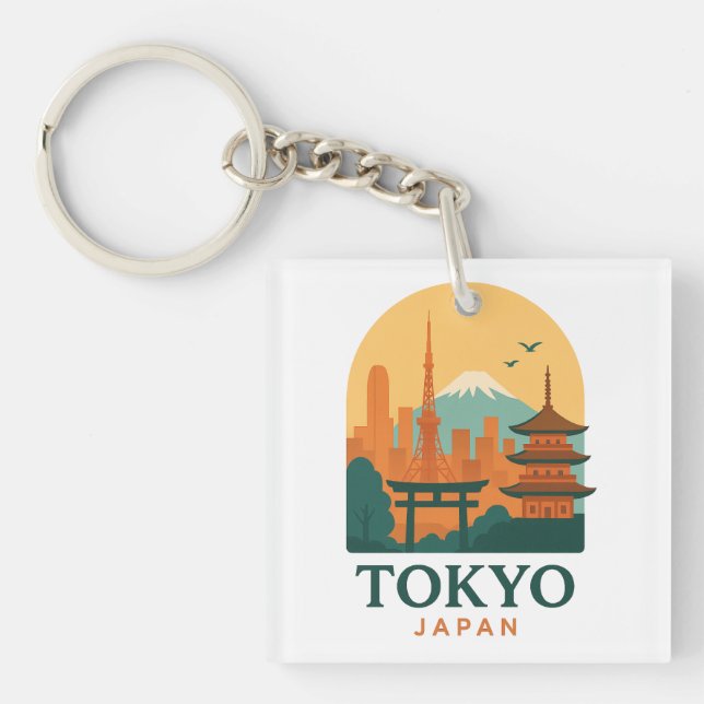 Minimalist Tokyo Japan Travel | Modern  Schlüsselanhänger (Vorderseite)