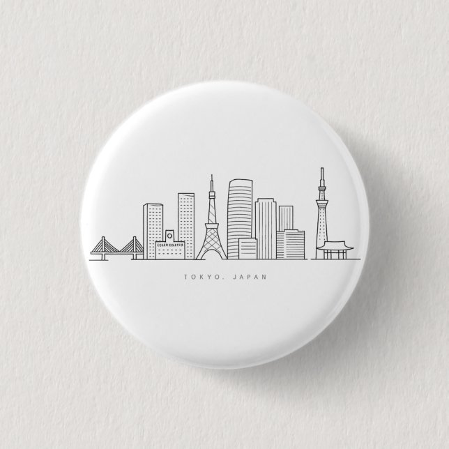 Minimalist Tokyo Skyline Illustration Button (Vorderseite)