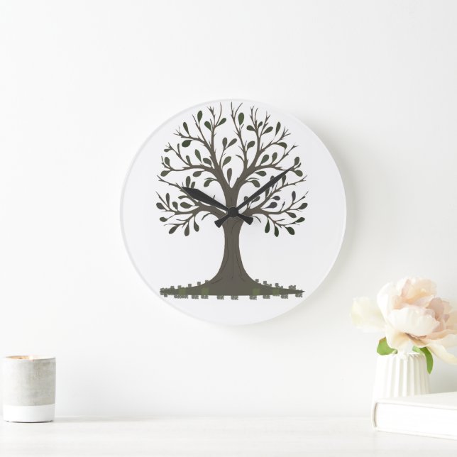🌳 Minimalist Tree of Life Wall Clock - Modern Nat Große Wanduhr (Zuhause)
