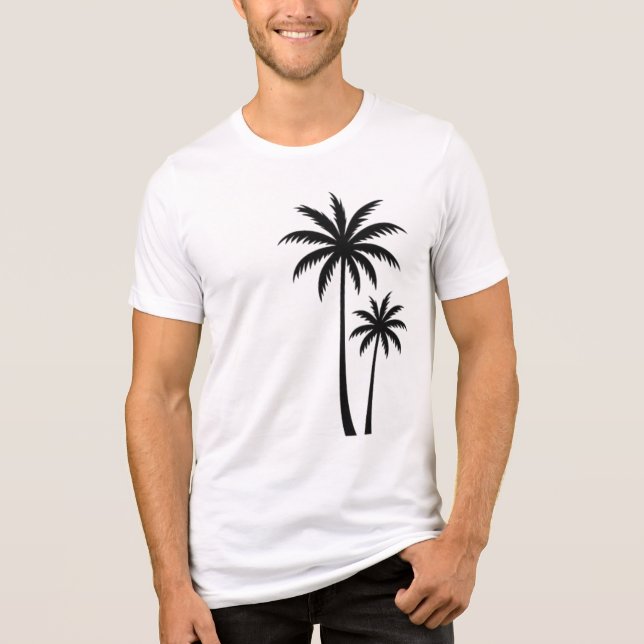 Minimalist Tropical Palm Trees Silhouette Art Tee (Vorderseite)
