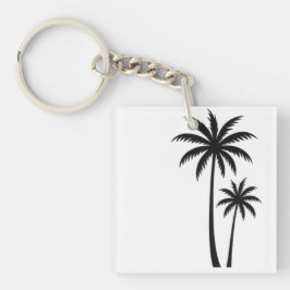 Minimalist Tropical Palm Trees Silhouette Art Tee Schlüsselanhänger