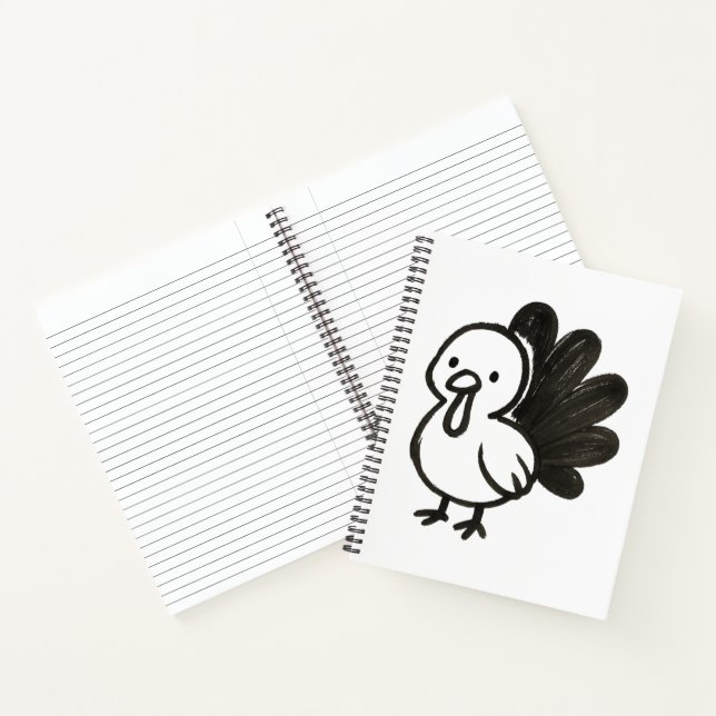 Minimalist Turkey – Playful Ink Bird Design on Notizbuch (Innenseite)
