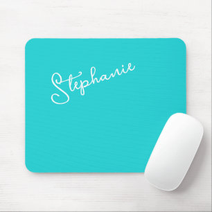 Minimalist Türkis personalisierte Schrift Name Mousepad
