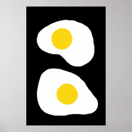 Minimalist Two Fried Eggs Kitchen Art Poster