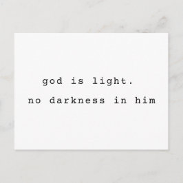 Minimalist Typographic God is Light Postcard Postkarte