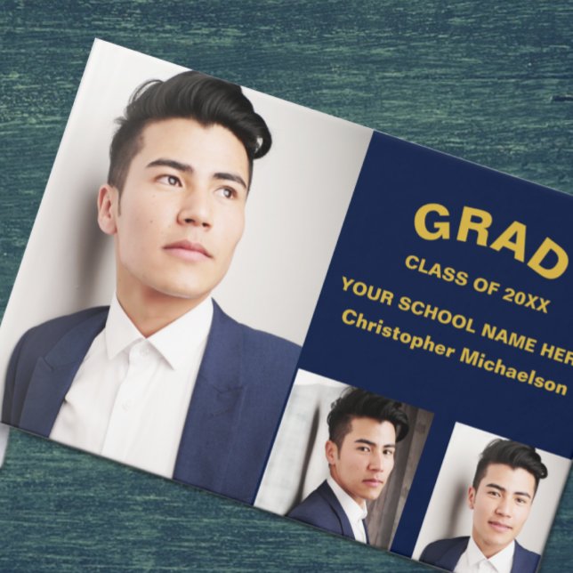 Minimalist Typography 3 Photo Graduation Gästebuch (Von Creator hochgeladen)