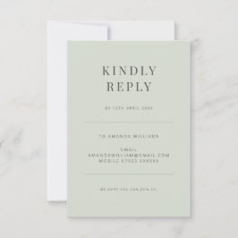 Minimalist Typography Pale Sage RSVP Karte