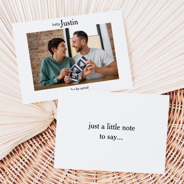 Minimalist Ultrasound photo Baby Announcement Card Dankeskarte (Von Creator hochgeladen)