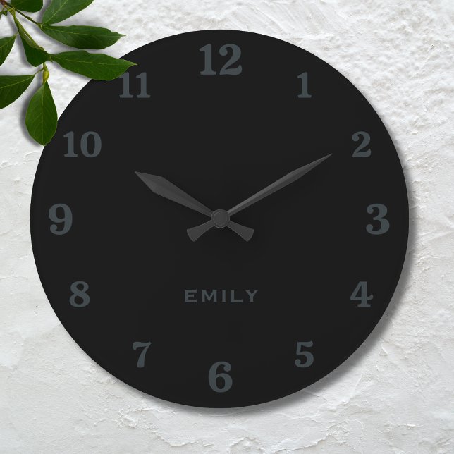 Minimalist und elegantes Schwarz | Name Gunmetal Große Wanduhr (Von Creator hochgeladen)