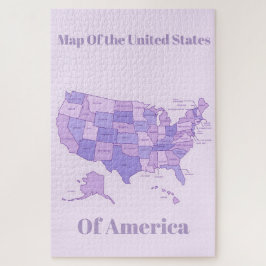 Minimalist United States Map Pink Purple Art