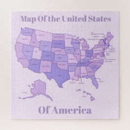 Minimalist United States Map Pink Purple Art