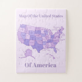 Minimalist United States Map Pink Purple Art