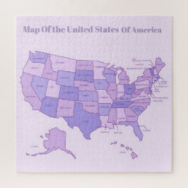 Minimalist United States Map Pink Purple Art