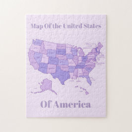 Minimalist United States Map Pink Purple Art