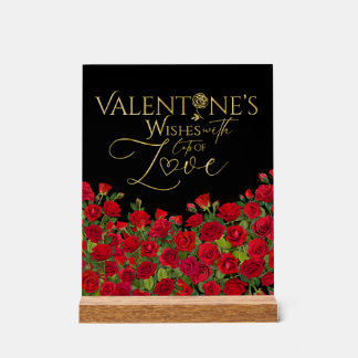 Minimalist  Valentine’s Gold Calligraphy Roses Acrylschild