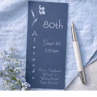 Minimalist Vertical Floral Slate 80th Birthday  Einladung