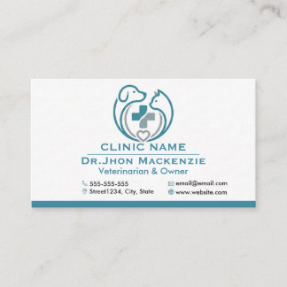 Minimalist Veterinary Clinic Logo Customizable Visitenkarte