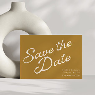 Minimalist Vintage Elegante Schrift Senfgold Save The Date