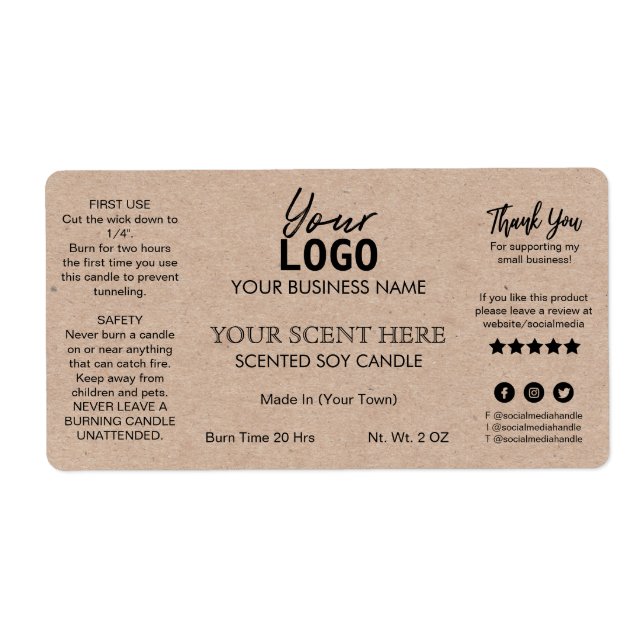 Minimalist Vintage Scented Soy Candle Labels (Vorne)