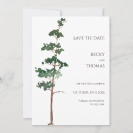 Minimalist Watercolor Spruce Wedding Save The Date