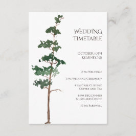 Minimalist Watercolor Spruce Wedding Timetable Begleitkarte