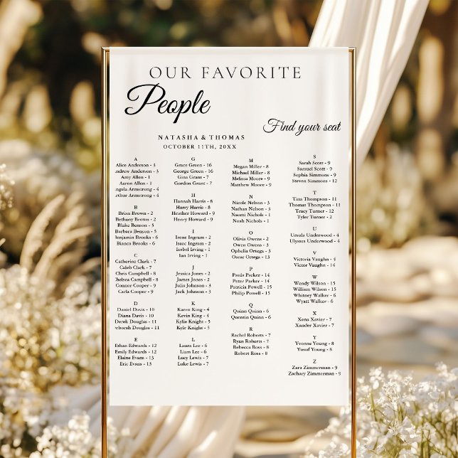 Minimalist Wedding Alphabetical Seating Chart Poster (Von Creator hochgeladen)