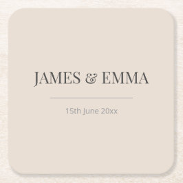 Minimalist Wedding Coaster Soft Latte Rechteckiger Pappuntersetzer