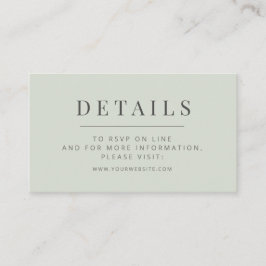 Minimalist Wedding Details Card | Pale Sage Begleitkarte